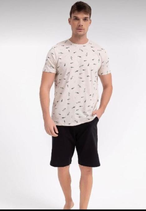 Pijama Bărbați Mânecă Scurtă și Pantalon Scurt cu Imprimeu Rechin,Engros